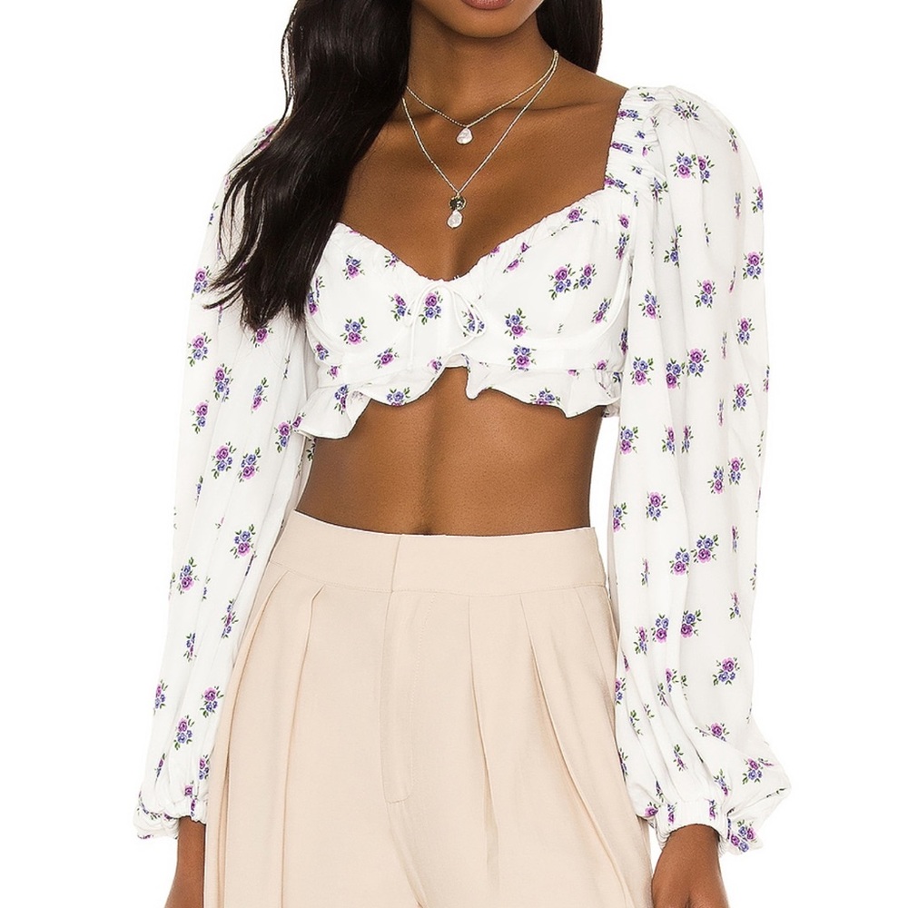 For love and lemons viola floral crop top